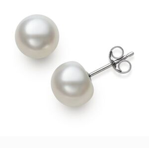 8mm White Freshwater Pearl Sterling Silver Earrings